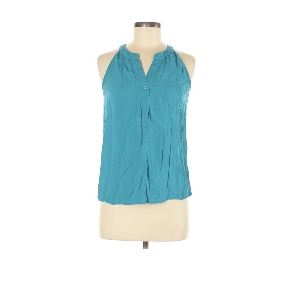 Old Navy Women Size Small Sleeveless Turquoise‎ Rayon Partial Button Front Tank